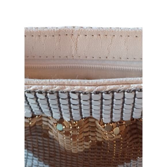 Vintage Elka Metallic Mesh Purse Gold Silver White Disco Clutch Bag 8x6 inches - Picture 6 of 8